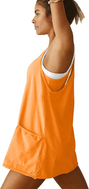 VIUTIL Women's Athletic Dress Built-In Shorts Spaghetti Strap Romper
