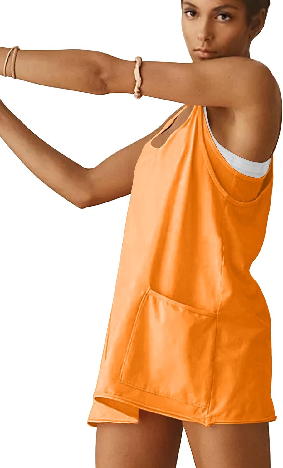 VIUTIL Women's Athletic Dress Built-In Shorts Spaghetti Strap Romper