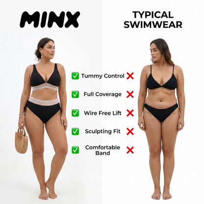 Fit and coverage comparison chart for the MINX swim dress