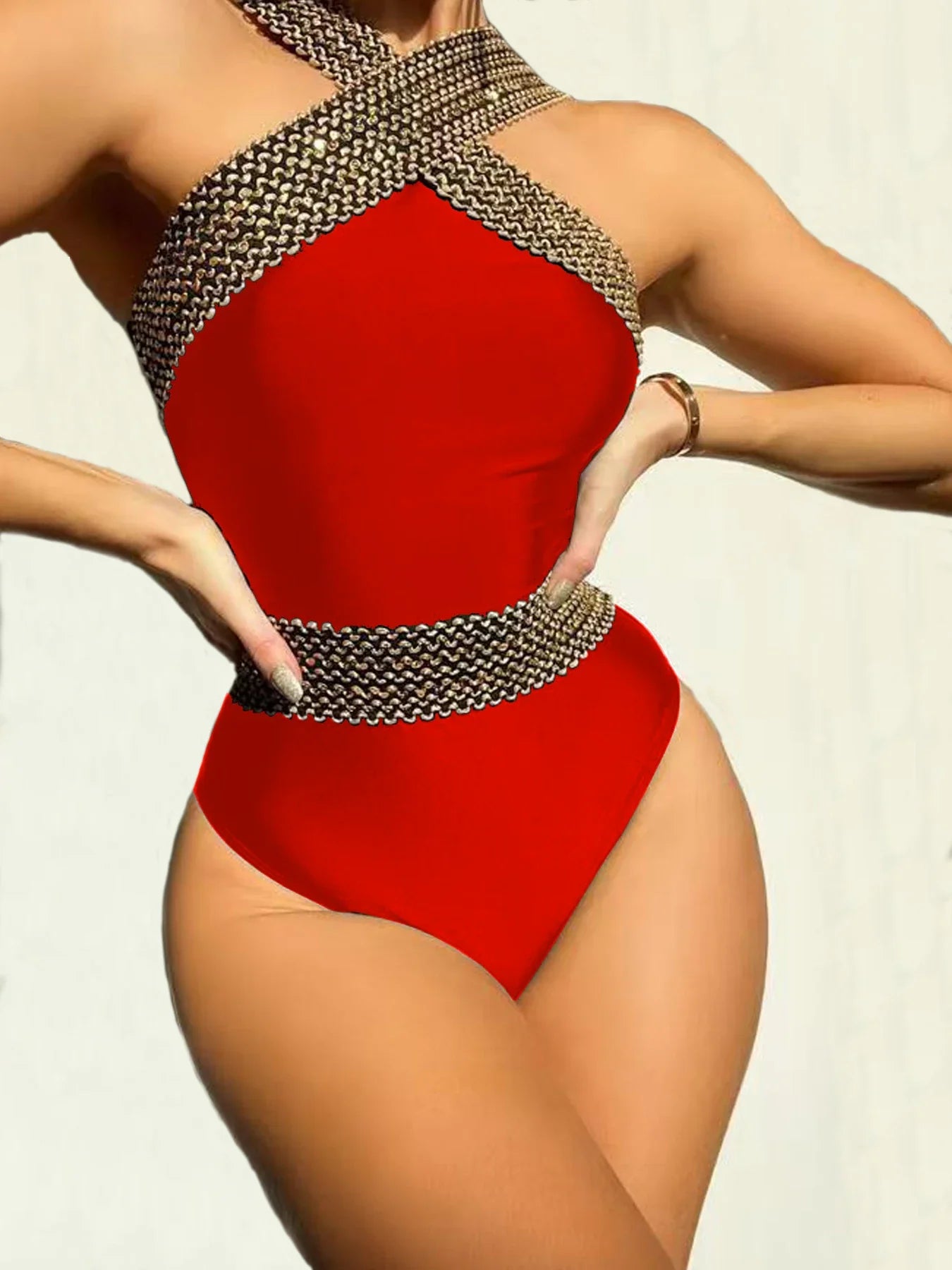 One-piece swimsuit shown on model