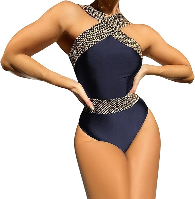 One-piece swimsuit in dark blue
