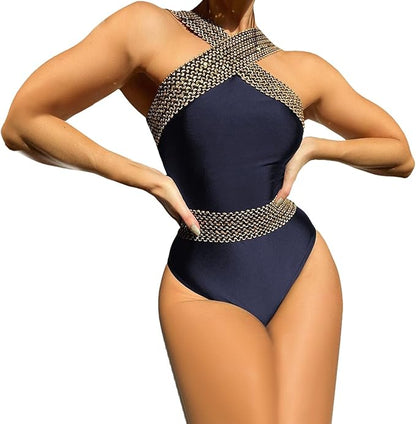 One-piece swimsuit in dark blue