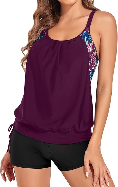 Support tankini set shown on model
