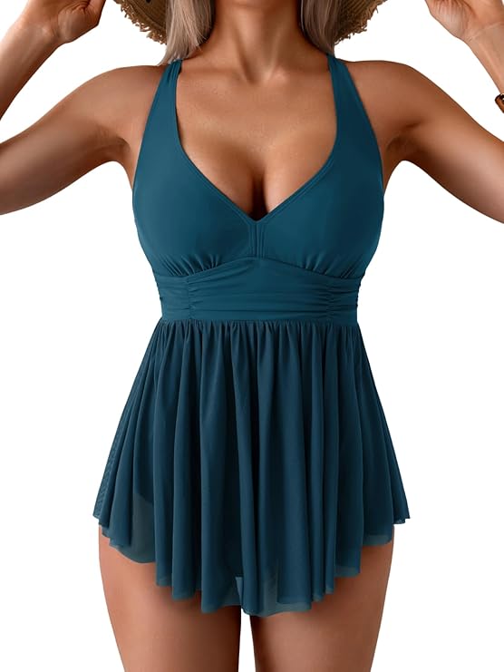 Swim dress shown on model