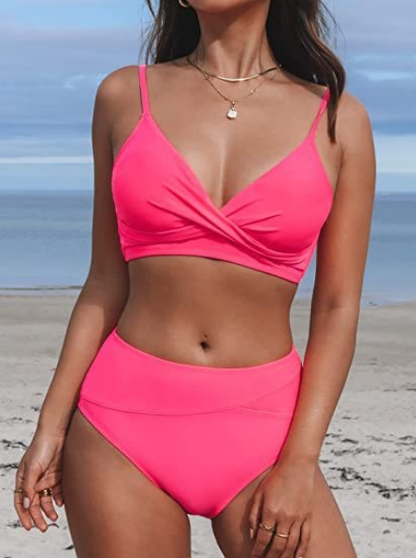 Close-up of the wrap V-neck top