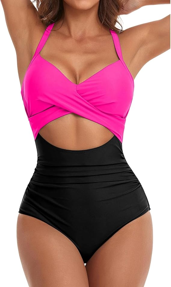 Close-up of the halter neckline