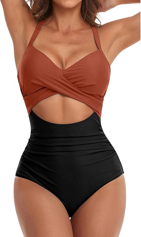 One-piece swimsuit shown on model