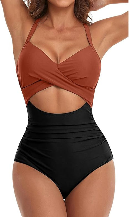 One-piece swimsuit shown on model