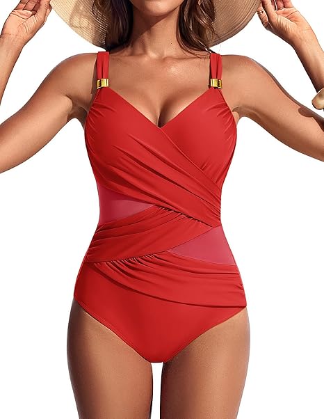 One-piece swimsuit shown on model