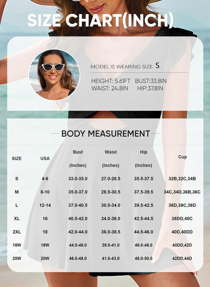 Tummy control swimdress shown on model