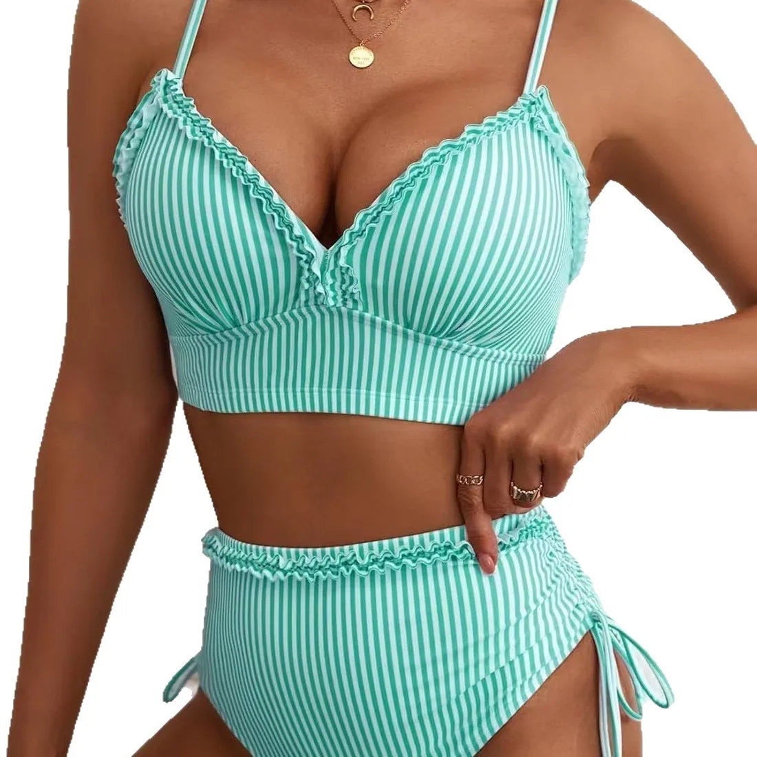 High-rise bikini set shown on model