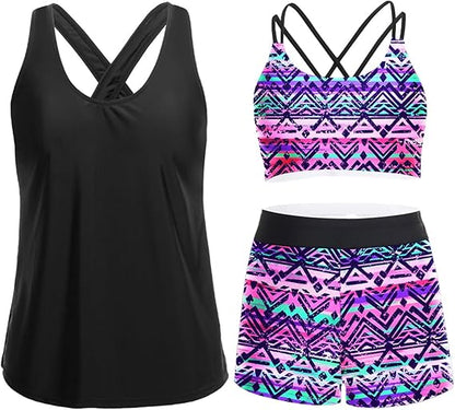 3-piece tankini set shown on model