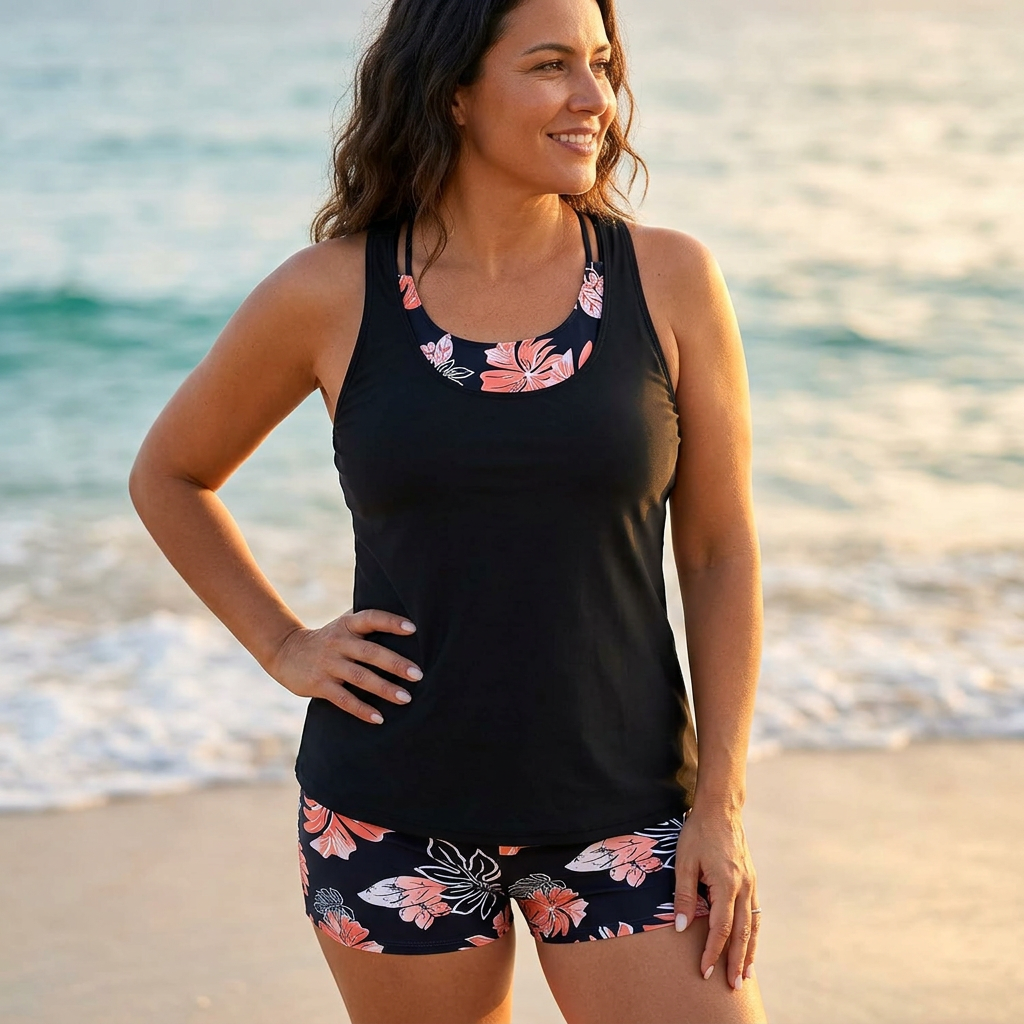 3-piece tankini set shown on model