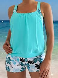 Swim dress tankini set full-length on model