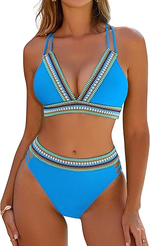 High-waist bikini set in light blue