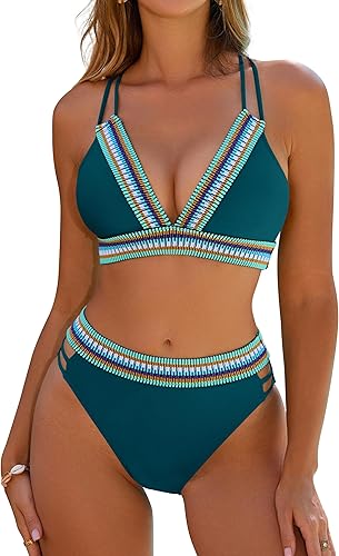 High-waist bikini set full-length on model