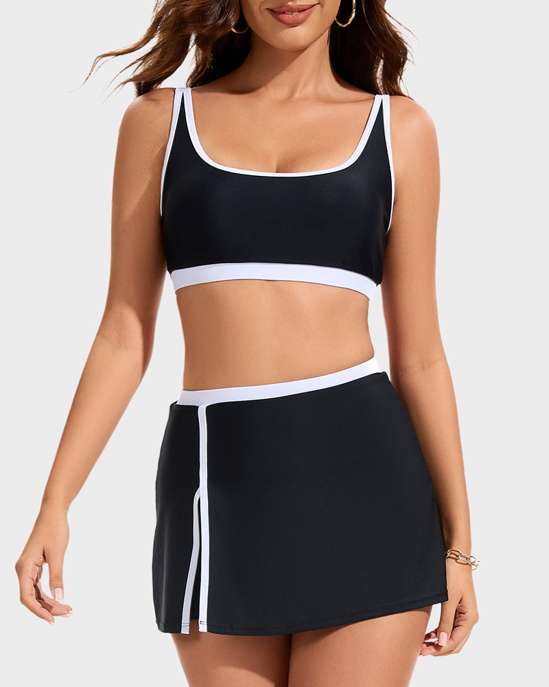 Skirted bikini set full-length on model