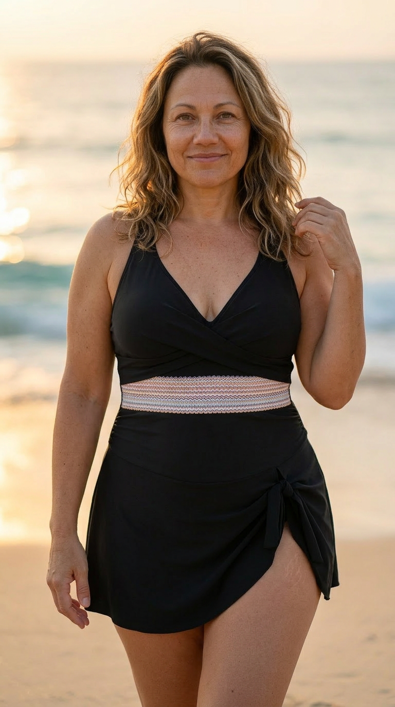 Swim dress shown on model