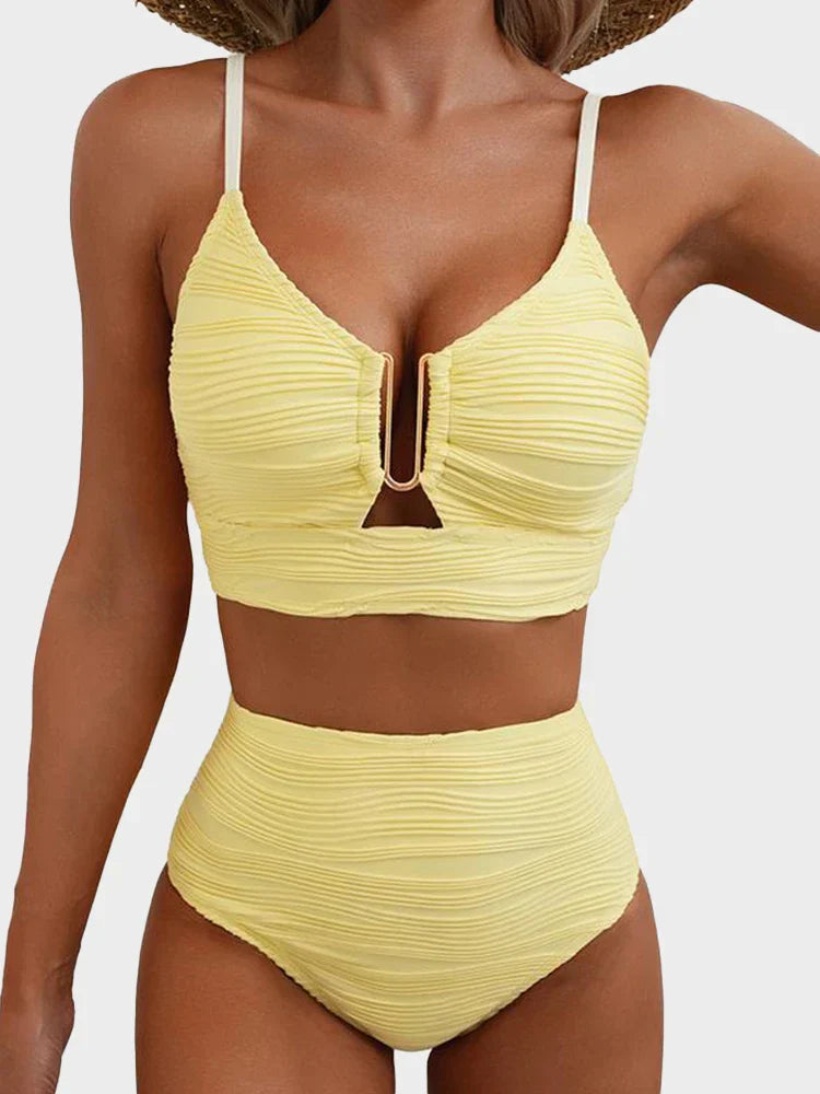 High-waisted bikini set in yellow