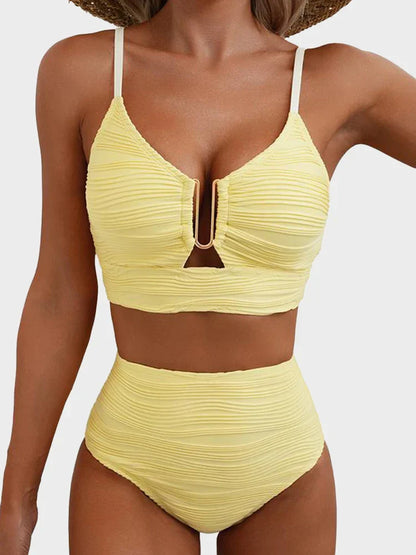 High-waisted bikini set in yellow
