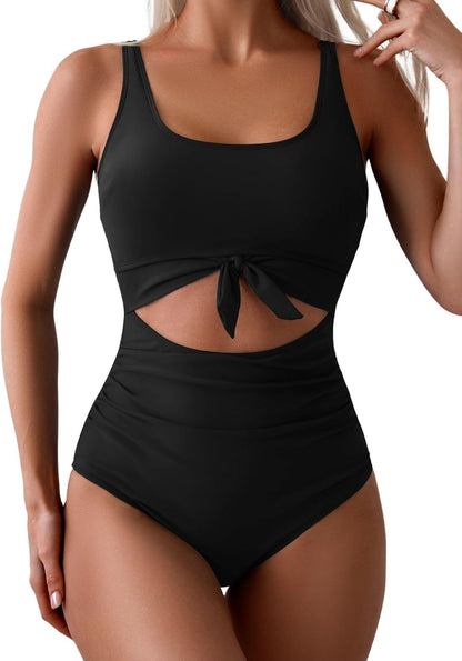 One-piece swimsuit shown on model