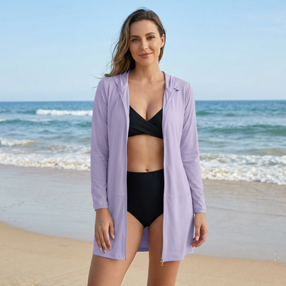 Beach cover-up shown on model