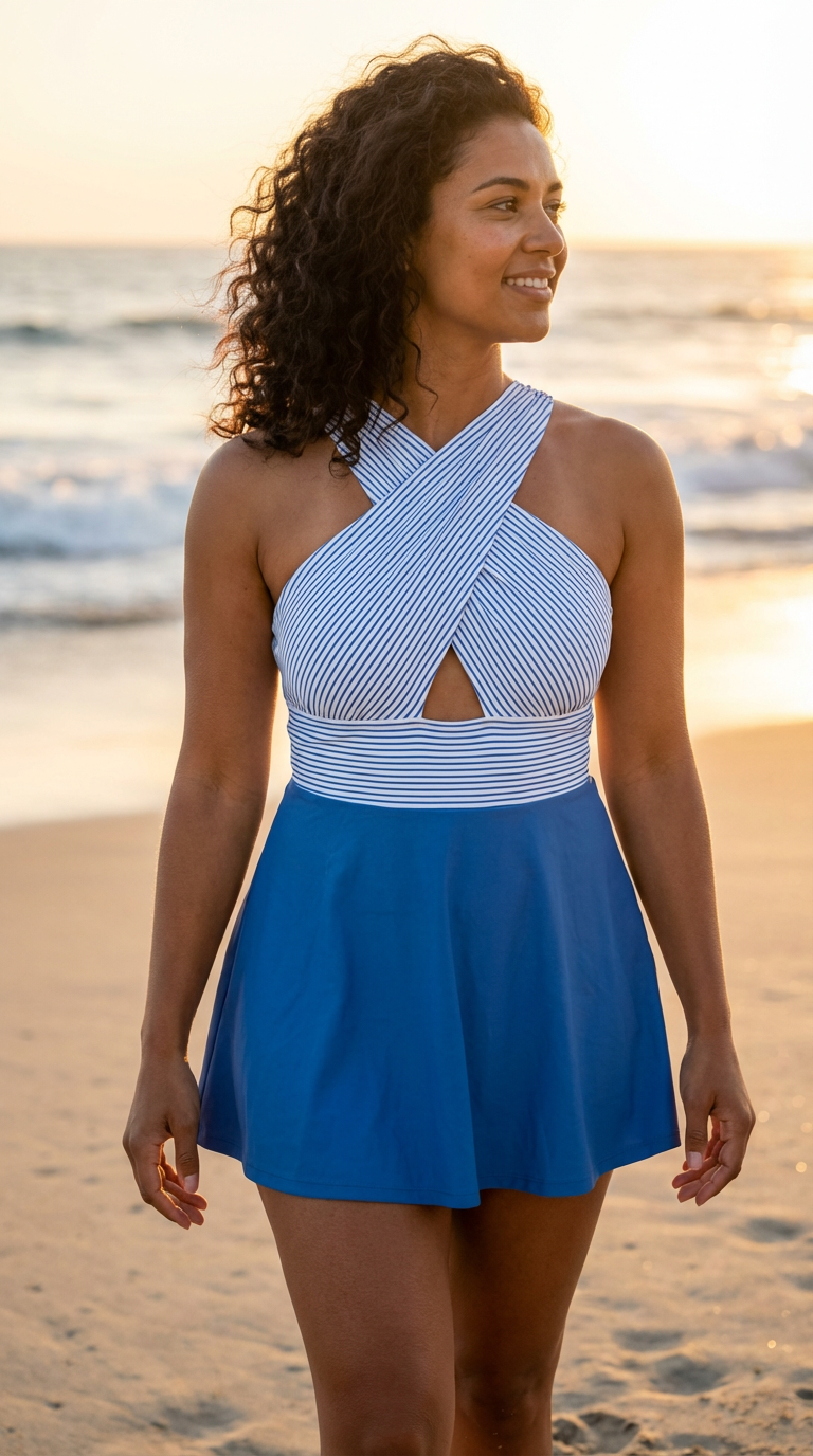 Swim dress shown on model